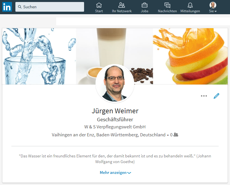 LinkedIn-Profil Jürgen Weimer LinkedIn-Profil Jürgen Weimer
