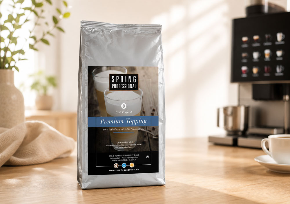 PREMIUM TOPPING – Feinporiger Milchschaum für den professionellen Einsatz in Kaffeevollautomaten. PREMIUM TOPPING - Feinporiger Milchschaum für den professionellen Einsatz in Kaffeevollautomaten.