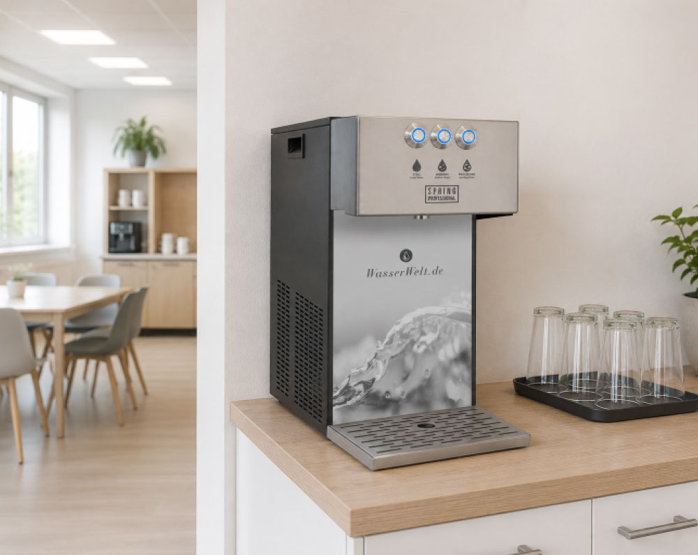 Wasserspender in einem Verwaltungsgebäude für Besucher und Mitarbeitende
